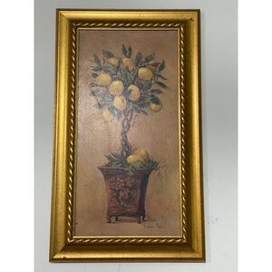 Barbara Mock Art Prints 29 x 17 Ornate Gold Frame Fruit Trees Pear Peach Vintage